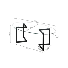 Load image into Gallery viewer, Wynter Tempered Glass Oval Coffee Table 120 x 60cm - Transparent + Black