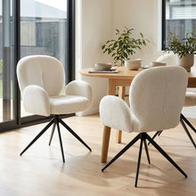 Load image into Gallery viewer, Marlowe Swivel Boucle  Dining Chair - Set of 2 - White