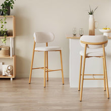 Load image into Gallery viewer, Indigo Fabric Bar Stool - Set of 2 - Beige