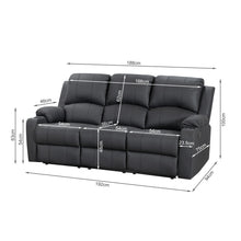 Load image into Gallery viewer, Marton Manual 3 Seater Recliner Sofa - Black
