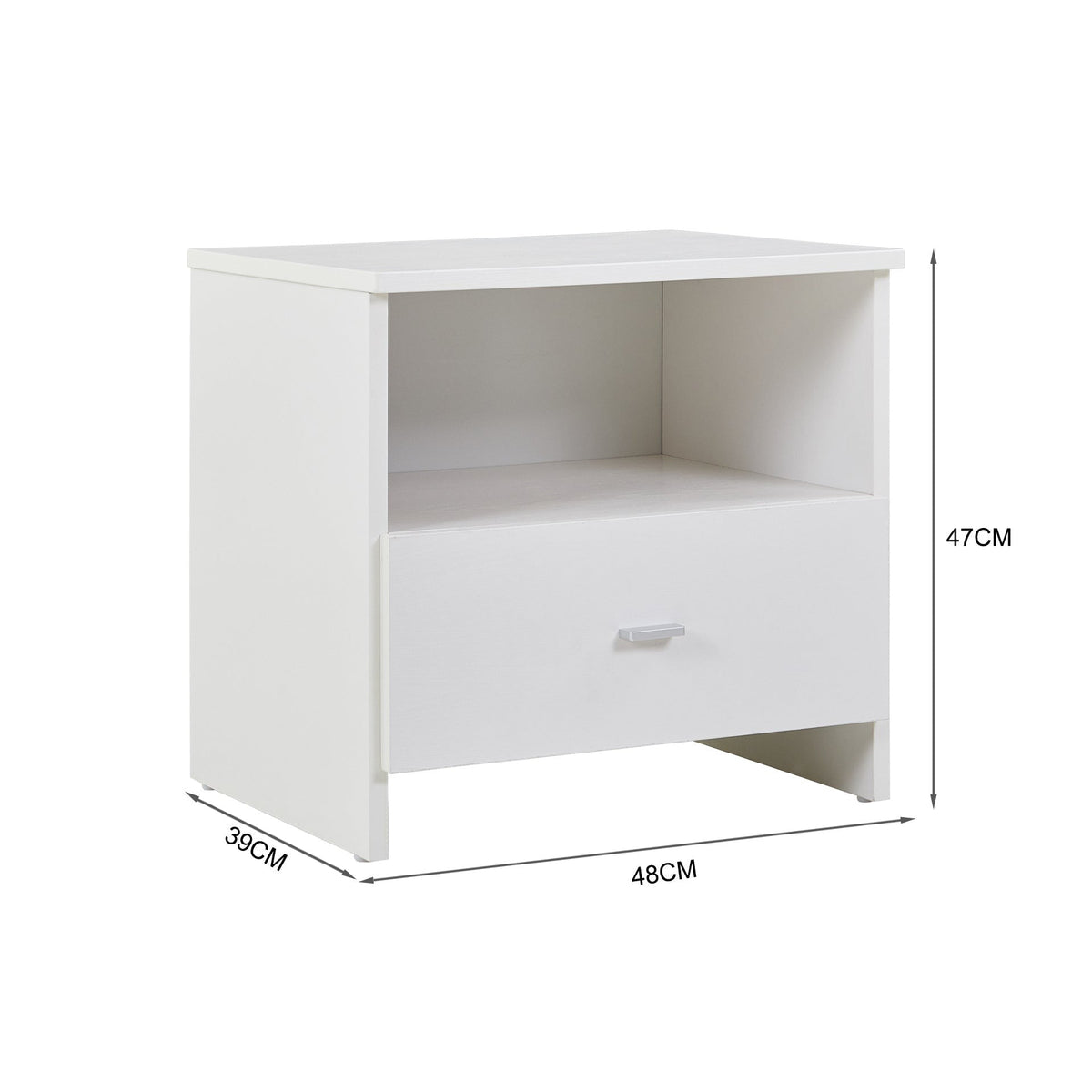 Makalu Wooden Bedside Table Nightstand - White