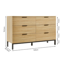 Load image into Gallery viewer, Ocala Low Boy 6 Drawer Chest Dresser - Oak