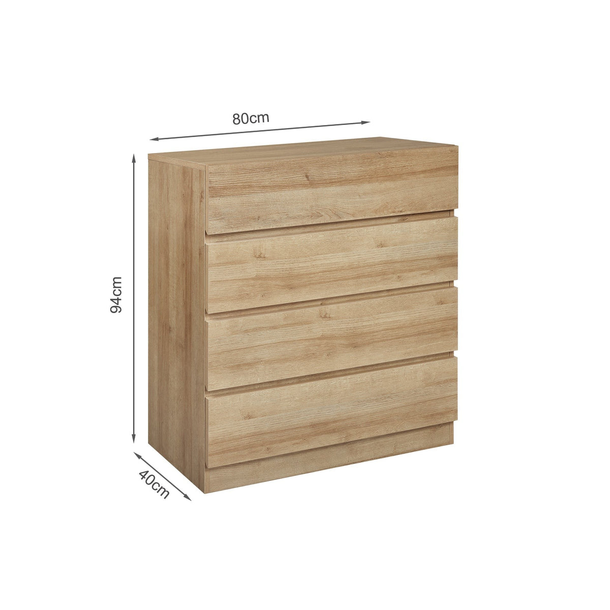 Harris 4 Drawers Tallboy - Oak