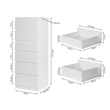 Load image into Gallery viewer, Tongass Wooden Slim Tallboy 6 Drawers - White