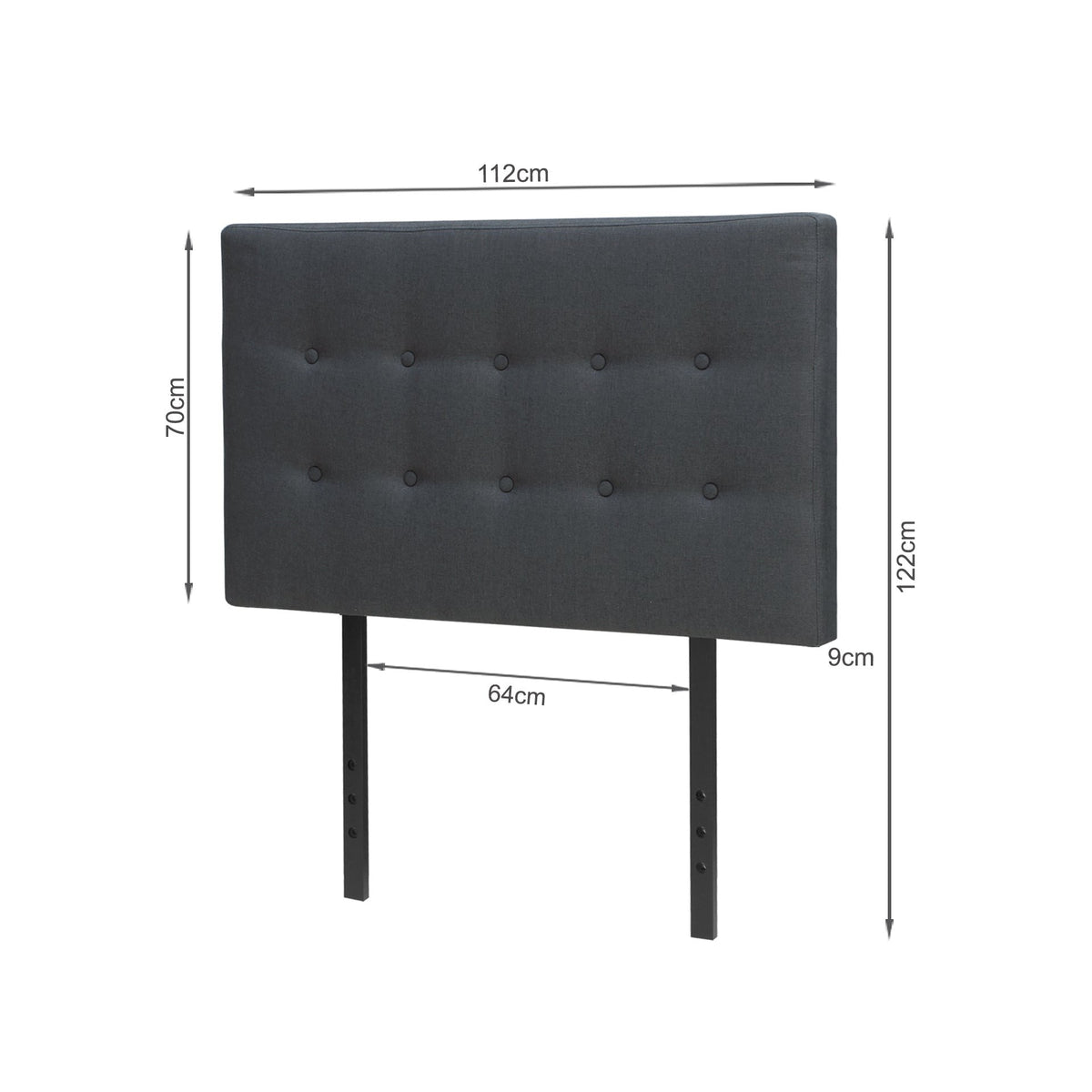 Susan King Single Fabric Upholstered Headboard - Charcoal