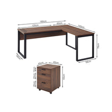 Load image into Gallery viewer, Nakia Corner Desk With Filing Cabinet Set - Walnut