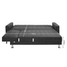 Load image into Gallery viewer, Minnesota 5 Seater Sofa Bed Futon with Chaise - Black
