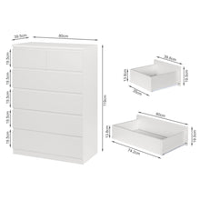Load image into Gallery viewer, Tongass Wooden Tallboy 6 Drawers - White