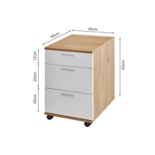 Load image into Gallery viewer, Nakia 3 Drawer Filing Cabinet - Oak+White