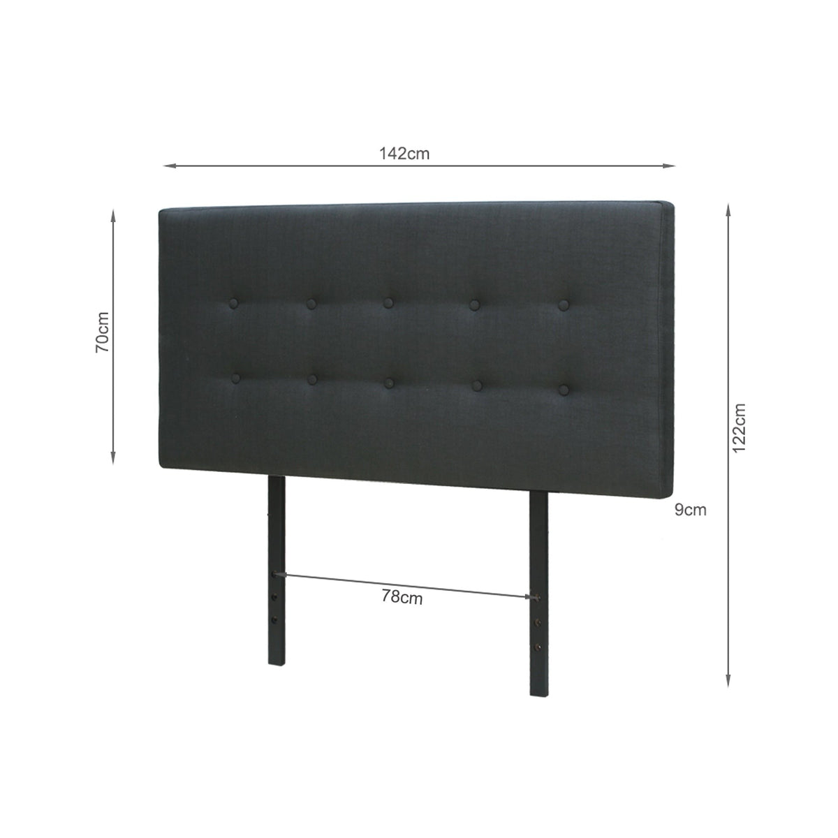 Susan Double Fabric Upholstered Headboard - Charcoal