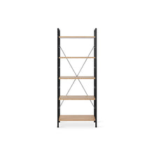 Load image into Gallery viewer, Hikuai 5 Tier Bookshelf - Natural + Black (0.05m3 - 11.5kg)