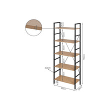 Load image into Gallery viewer, Hikuai 5 Tier Bookshelf - Natural + Black (0.05m3 - 11.5kg)