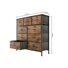 Load image into Gallery viewer, Madilyn 9 Drawer Fabric Tallboy - Rustic Brown