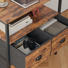 Load image into Gallery viewer, Whitby 2 Tier Storage Shelf with Drawers - Rustic Brown