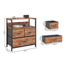 Load image into Gallery viewer, Whitby 2 Tier Storage Shelf with Drawers - Rustic Brown