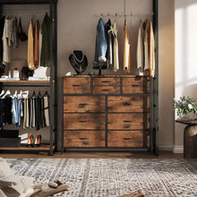 Load image into Gallery viewer, Natalia 10 Drawers Lowboy Chest Dresser - Rustic Brown