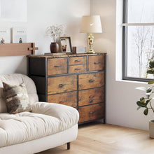 Load image into Gallery viewer, Natalia 10 Drawers Lowboy Chest Dresser - Rustic Brown