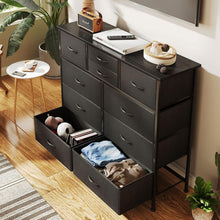 Load image into Gallery viewer, Natalia 10 Drawers Lowboy Chest Dresser - Dark Grey