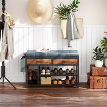 Load image into Gallery viewer, Plover Shoe Rack with Storage Bag - Rustic Brown + Blue