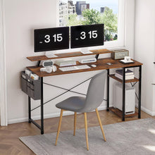 Load image into Gallery viewer, Logan 140cm Computer Desk with Storage Bag - Rustic Brown