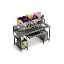 Load image into Gallery viewer, Tyler 120cm Computer Desk with Bookshelf - Grey Oak