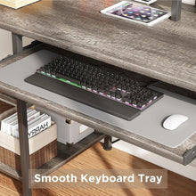 Load image into Gallery viewer, Tyler 120cm Computer Desk with Bookshelf - Grey Oak