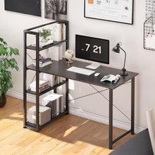 Load image into Gallery viewer, Kevin 120cm Computer Desk with Bookshelf - Black (0.063m3 - 16.5kg)