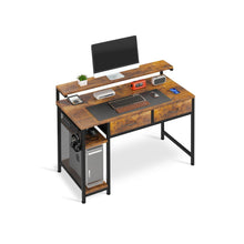 Load image into Gallery viewer, Emilio 100cm Computer Desk with 2 Drawers - Rustic Brown