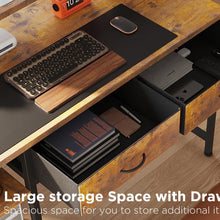 Load image into Gallery viewer, Emilio 100cm Computer Desk with 2 Drawers - Rustic Brown