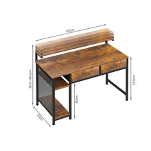 Load image into Gallery viewer, Emilio 120cm Computer Desk with 2 Drawers - Rustic Brown
