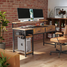 Load image into Gallery viewer, Emilio 138cm Computer Desk with 2 Drawers - Rustic Brown (0.081m3 - 22.8kg)