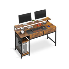 Load image into Gallery viewer, Emilio 138cm Computer Desk with 2 Drawers - Rustic Brown (0.081m3 - 22.8kg)