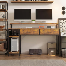 Load image into Gallery viewer, Emilio 138cm Computer Desk with 2 Drawers - Rustic Brown (0.081m3 - 22.8kg)