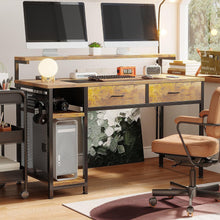 Load image into Gallery viewer, Emilio 138cm Computer Desk with 2 Drawers - Rustic Brown (0.081m3 - 22.8kg)