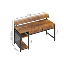 Load image into Gallery viewer, Emilio 138cm Computer Desk with 2 Drawers - Rustic Brown (0.081m3 - 22.8kg)