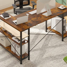 Load image into Gallery viewer, Simon Computer Corner Desk with Bookshelf - Rustic Brown