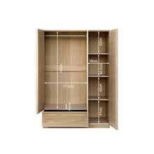 Load image into Gallery viewer, Benny 3 Door Wardrobe with Drawer - Light Teak