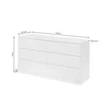Load image into Gallery viewer, Hollis 6 Drawers Low Boy - White