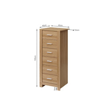 Load image into Gallery viewer, Olsen 6 Drawers Slim Tallboy - Oak