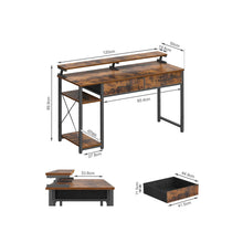 Load image into Gallery viewer, Gael 120cm Computer Desk with 2 Drawers - Rustic Brown