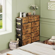 Load image into Gallery viewer, Paisley 11 Drawers Tallboy with Storage Bag - Rustic Brown
