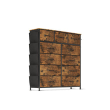 Load image into Gallery viewer, Paisley 11 Drawers Tallboy with Storage Bag - Rustic Brown