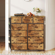 Load image into Gallery viewer, Paisley 11 Drawers Tallboy with Storage Bag - Rustic Brown