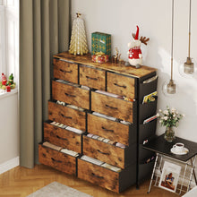 Load image into Gallery viewer, Paisley 11 Drawers Tallboy with Storage Bag - Rustic Brown