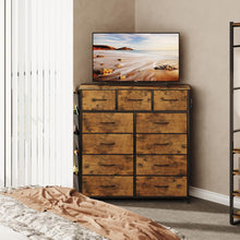 Load image into Gallery viewer, Paisley 11 Drawers Tallboy with Storage Bag - Rustic Brown