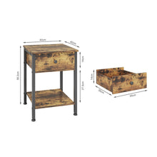 Load image into Gallery viewer, Atlas Side Table with Drawer and Storage Shelf - Rustic Brown