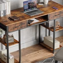 Load image into Gallery viewer, Richard 120m Computer Desk With Bookshelf - Rustic Brown
