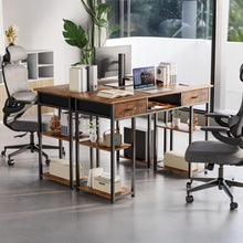 Load image into Gallery viewer, Richard 120m Computer Desk With Bookshelf - Rustic Brown