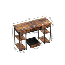 Load image into Gallery viewer, Richard 120m Computer Desk With Bookshelf - Rustic Brown