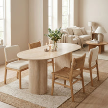 Load image into Gallery viewer, Nile Oval Dining Table 160 x 90cm - Travertine